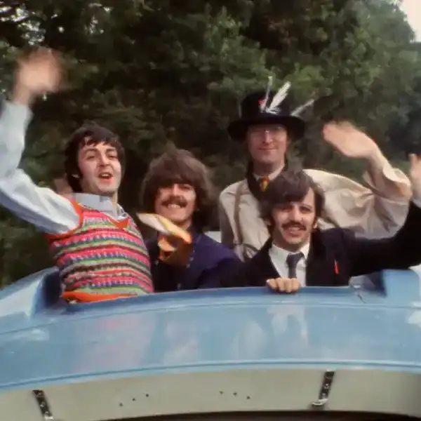 A scene from the infamous TV film Magical Mystery Tour shown on British TV at Christmas 1967 and panned by the critics.