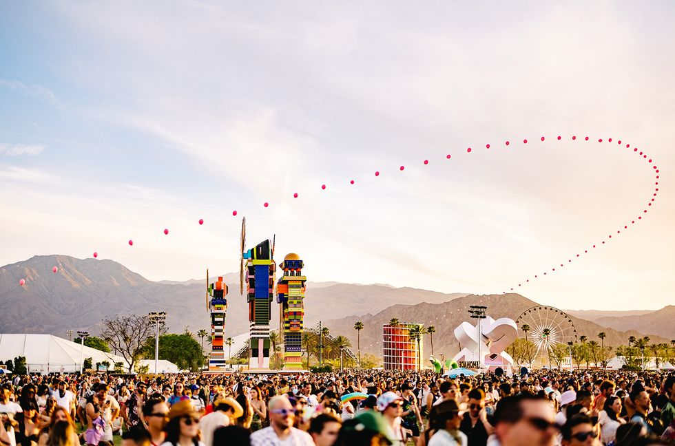 A view of the art installation "The Messengers" by Kumkum Fernando during the 2023 Coachella Valley Music and Arts Festival on April 22, 2023 in Indio, California.