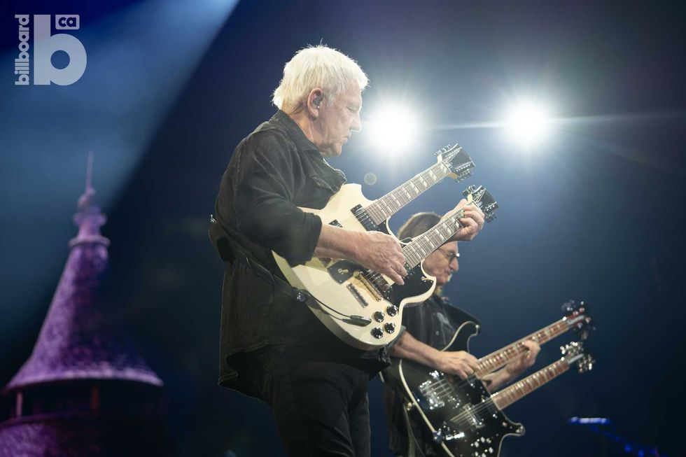 Alex Lifeson of Rush at Scotiabank Arena in Toronto on Aug. 11, 2026.