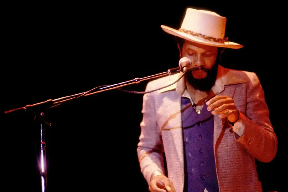 American jazz and funk musician Roy Ayers performs on stage, Chicago, Illinois, July 7, 1979.