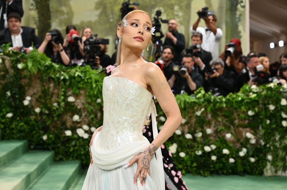 Ariana Grande arrives for the 2024 Met Gala at the Metropolitan Museum of Art on May 6, 2024, in New York. The Gala raises money for the Metropolitan Museum of Art's Costume Institute.