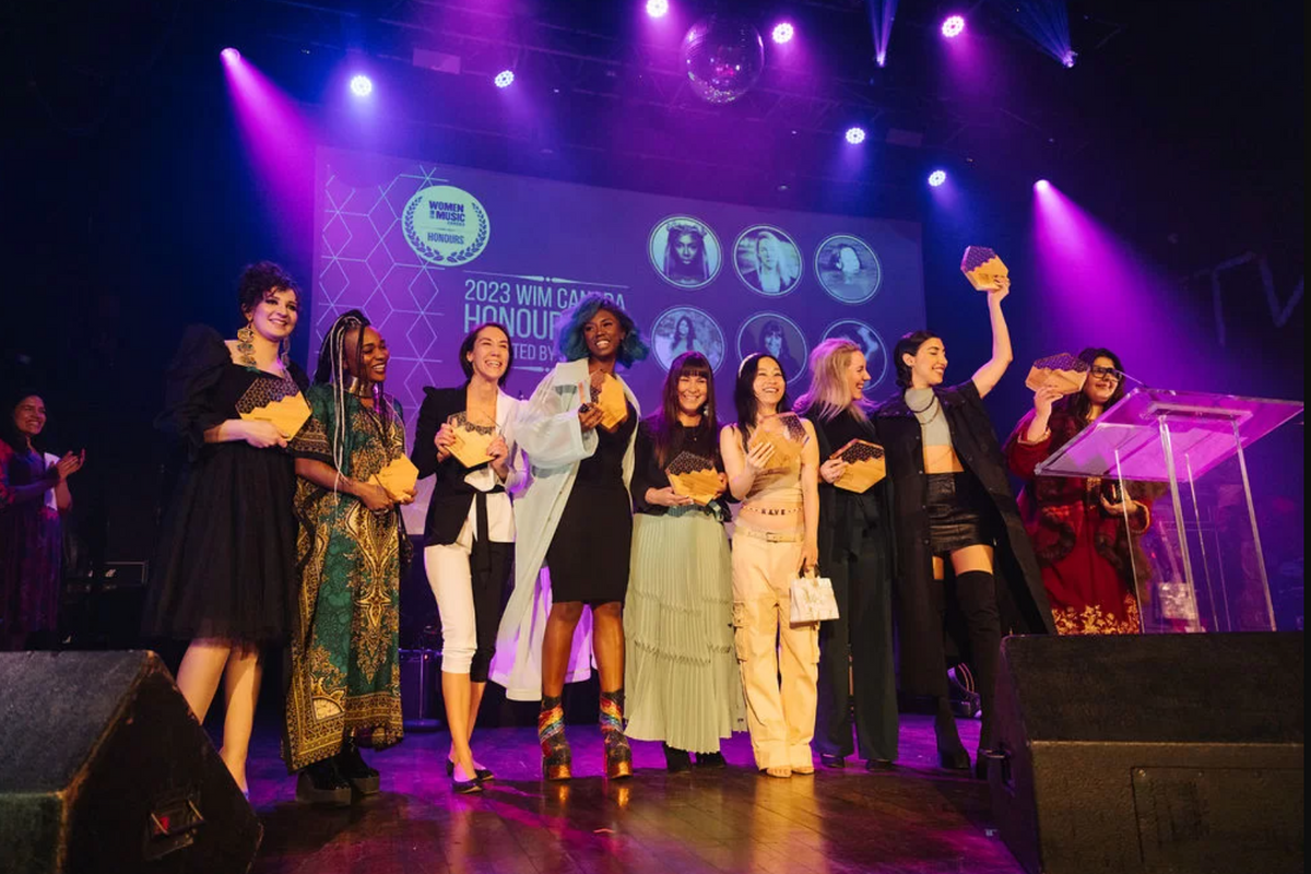 Award winners on stage at the 2023 Women in Music Canada Honours 