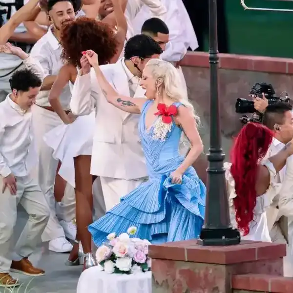 Bad Bunny and Lady Gaga perform at Super Bowl LX held at Levi's Stadium on February 08, 2026 in Santa Clara, California.