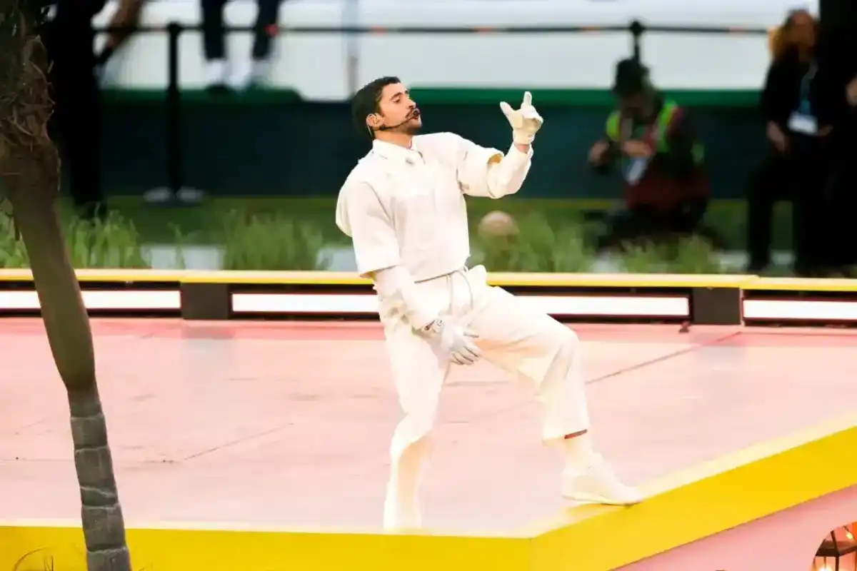 Bad Bunny performs at Super Bowl LX at Levi's Stadium on February 08, 2026 in Santa Clara, California.