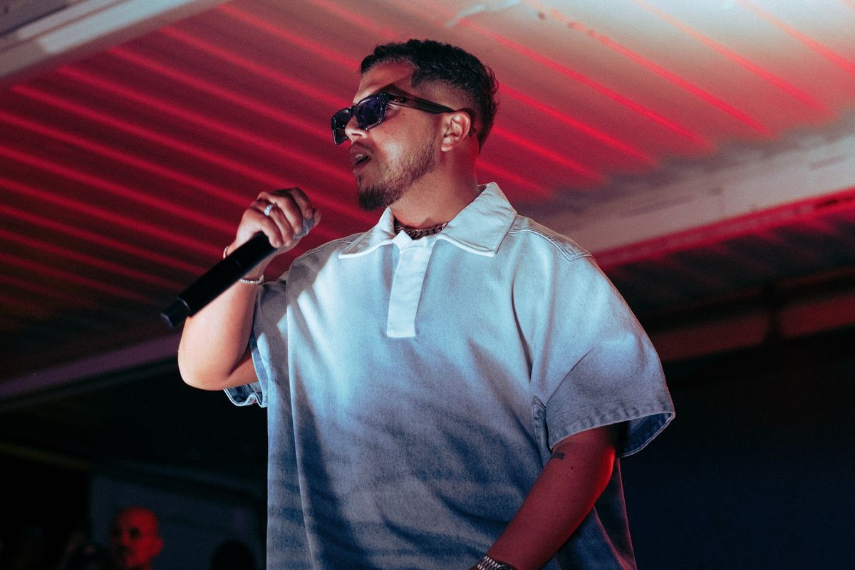 Belgian rapper Hamza performing at OfF Piknic as part of Piknic Électronik in Montreal on Friday, June 2, 2023.