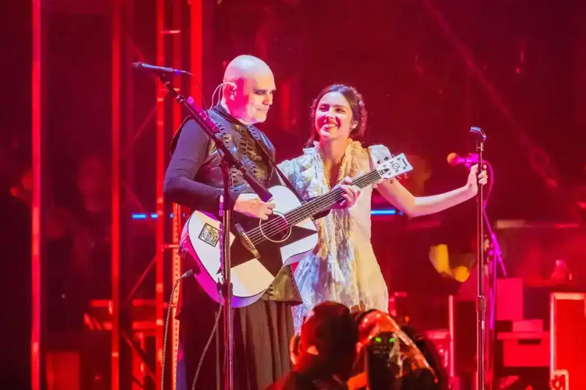 Billy Corgan and Olivia Rodrigo at Lollapalooza 2026 held at Grant Park on July 31, 2026, in Chicago.
