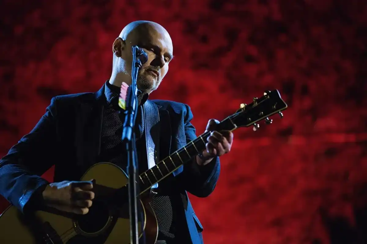 Billy Corgan of Smashing Pumpkins performs on stage during an Acoustic-Electro evening at Paramount Theatre on March 23, 2016 in Seattle.