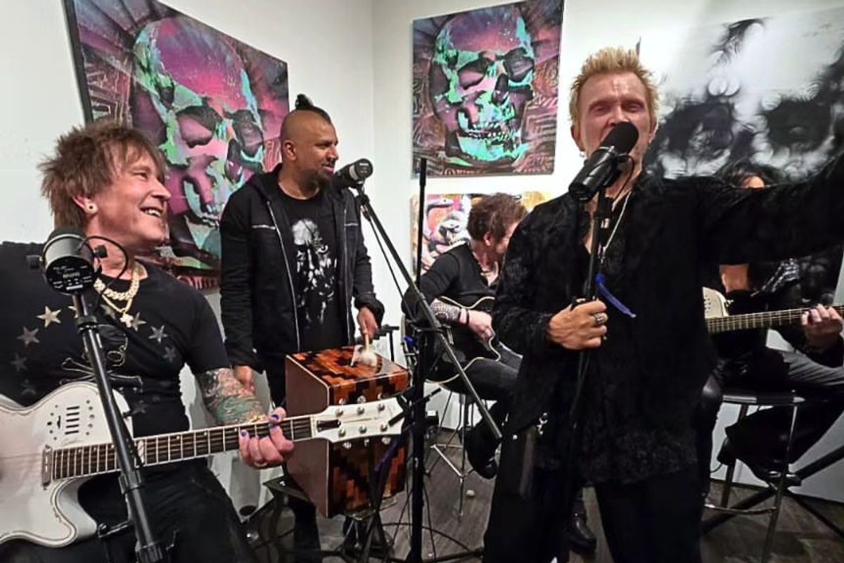 Billy Idol joins band member Billy Morrison for a performance at Toronto's Liss Gallery, Aug. 8. 2024