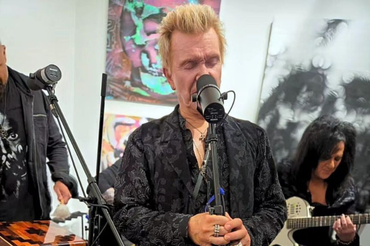 Billy Idol joins his bandmate Billy Morrison for a performance at Liss Gallery in Toronto, August 8, 2024.
