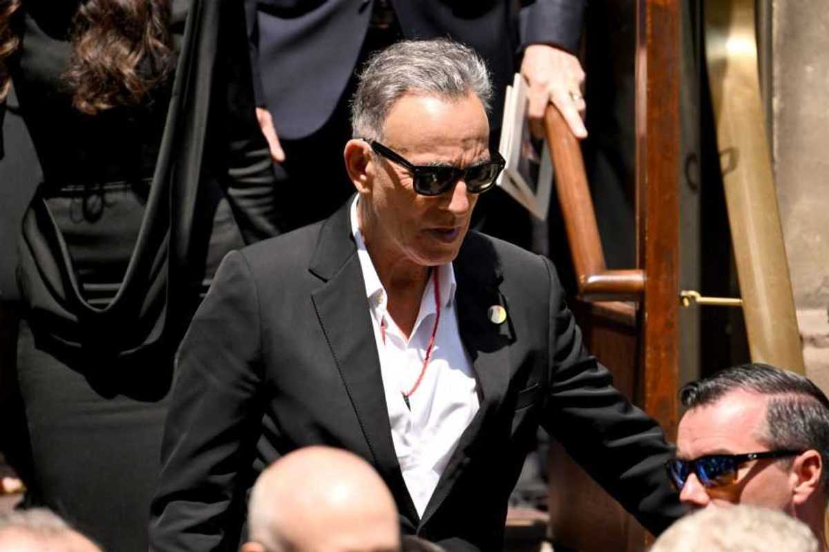 Bruce Springsteen attends the funeral of Clive Davis on June 29, 2026 in New York City.
