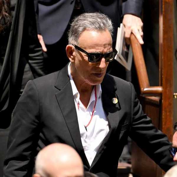 Bruce Springsteen attends the funeral of Clive Davis on June 29, 2026 in New York City.