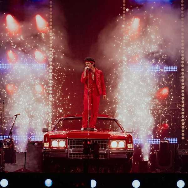 Bruno Mars performs during The Romantic Tour kickoff at Las Vegas The Cosmopolitan and Dolby Live on April 10, 2026.