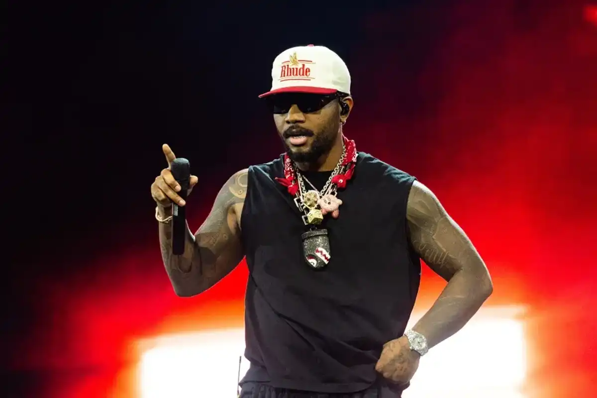 Bryson Tiller performs onstage as a special guest of Drake during day 1 of Wireless Festival at Finsbury Park on July 11, 2025 in London, England.