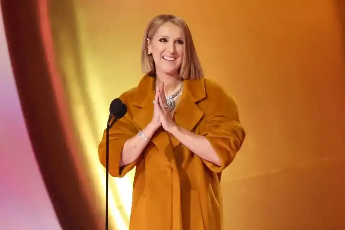 Celine Dion speaks on stage at the 66th Annual GRAMMY Awards held at Crypto.com Arena on Feb. 4, 2024, in Los Angeles.