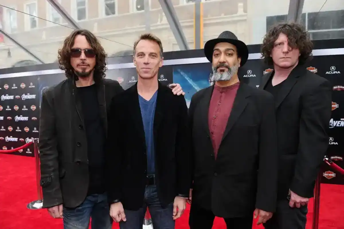 Chris Cornell, Matt Cameron, Kim Thayil and Ben Shepherd of Soundgarden attend the premiere of Marvel Studios' "Marvel's The Avengers" held at the El Capitan Theatre on April 11, 2012 in Hollywood, Calif.