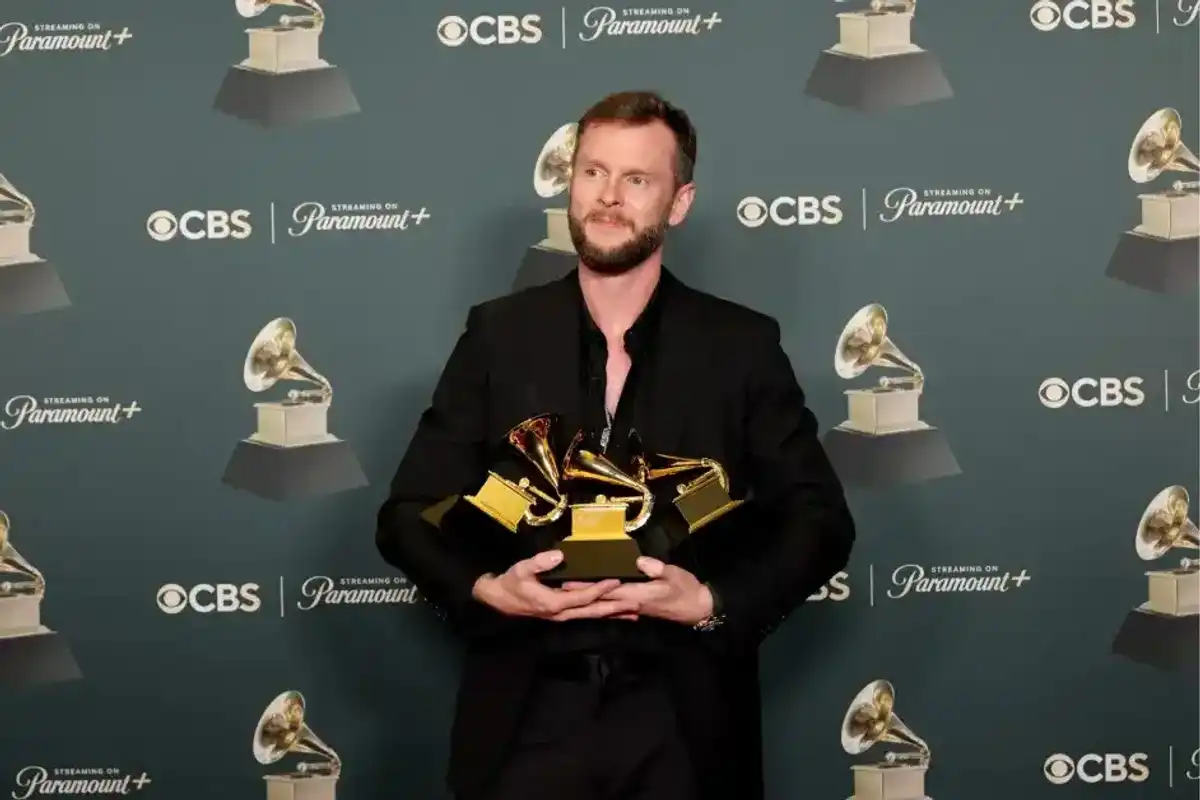 Cirkut, winner of Best Dance Pop Recording, Producer of the Year, Non-Classical, and Best Pop Vocal Album for "MAYHEM," poses in the press room during the 68th GRAMMY Awards at Crypto.com Arena on February 01, 2026 in Los Angeles, California.
