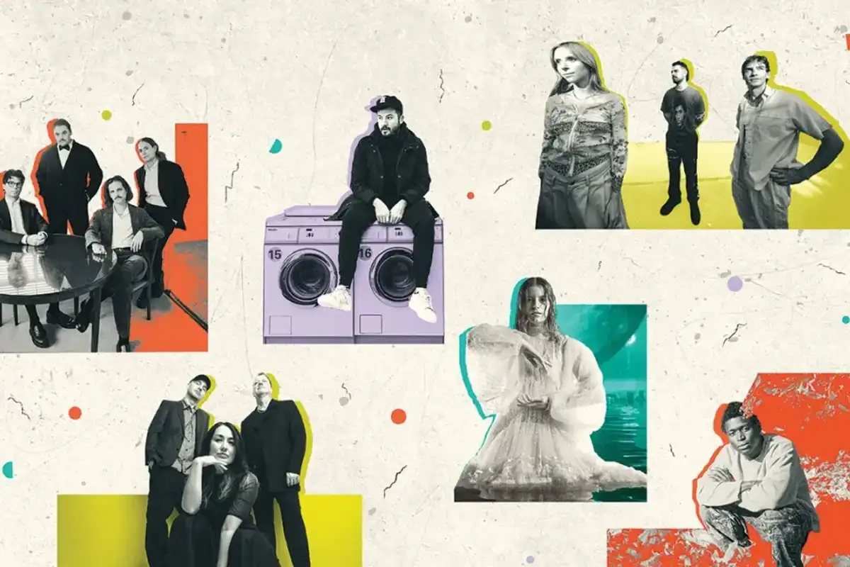 Clockwise from left: Nettwerk Music Group artists Vacations, SYML, Wild Rivers, Mon Rovîa, Paris Paloma and bôa.