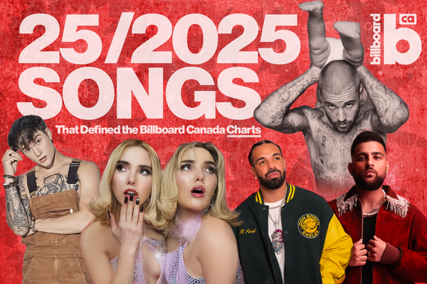 Clockwise left to right: Cameron Whitcomb, Fionn, Drake, Karan Aujla, Justin Bieber