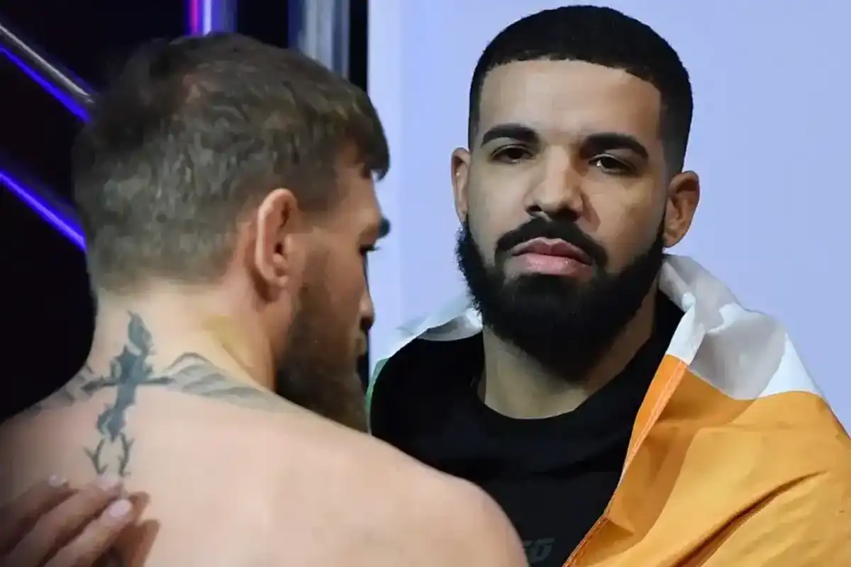 Conor McGregor and rapper Drake attend a ceremonial weigh-in for UFC 229 at T-Mobile Arena on October 05, 2018 in Las Vegas, Nevada. McGregor will challenge UFC lightweight champion Khabib Nurmagomedov for his title at UFC 229 on October 6 at T-Mobile Arena in Las Vegas.
