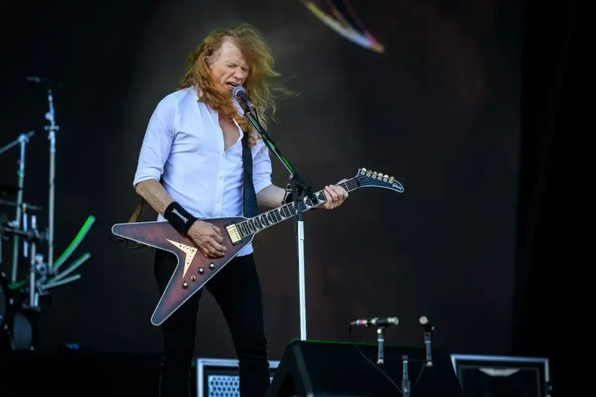 Dave Mustaine from Megadeth performs on stage at the Tons of Rock festival on June 28, 2025 in Oslo, Norway.