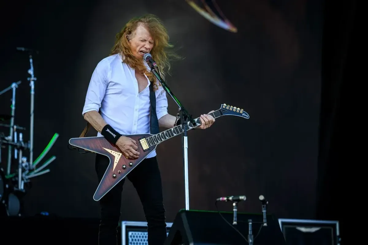 Dave Mustaine from Megadeth performs on stage at the Tons of Rock festival on June 28, 2025 in Oslo, Norway.