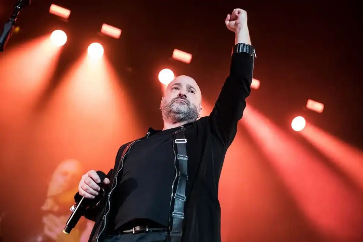 David Draiman of Disturbed performs at Afas Live in Amsterdam, Netherlands on May 7, 2019.