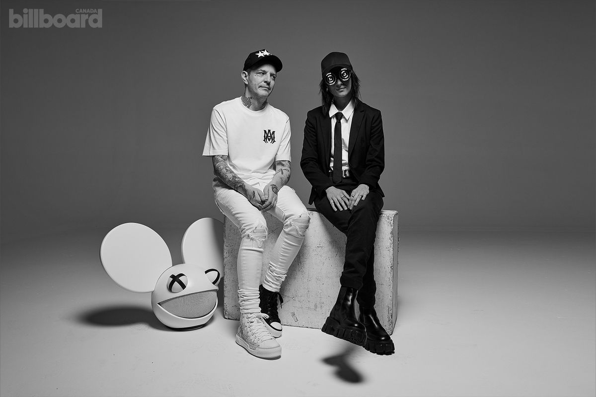deadmau5 (left) & REZZ photographed by Matt Barnes in 2025 in Toronto. Executive producer: Elizabeth Crisante. Styling: Amiri.