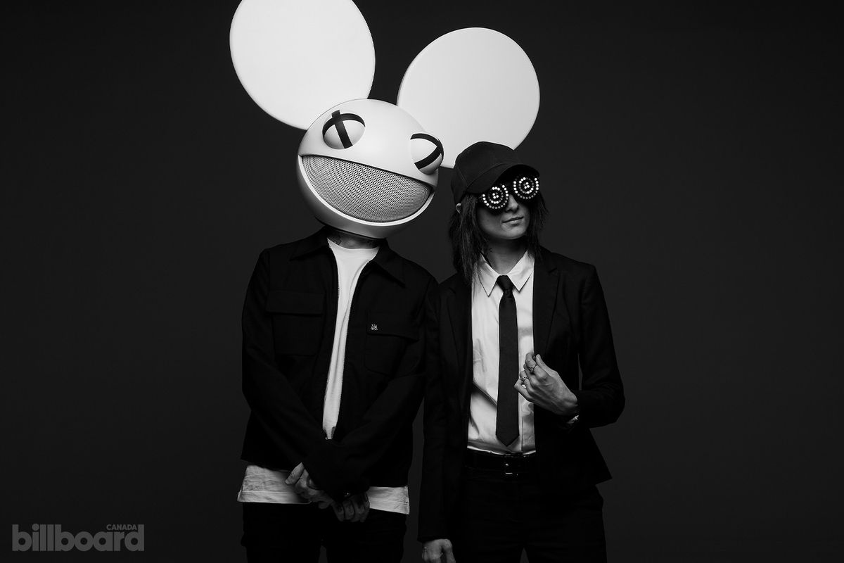 deadmau5 (left) & REZZ photographed by Matt Barnes in 2025 in Toronto. Executive producer: Elizabeth Crisante. Styling for deadmau5: Amiri.
