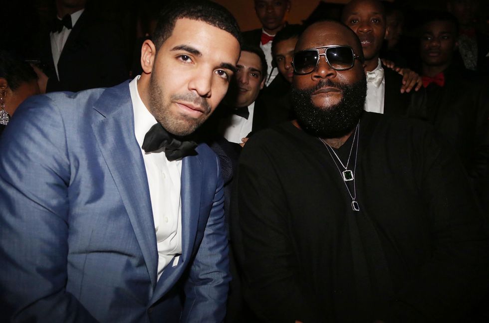 Drake and Rick Ross attend Sean Diddy Combs Ciroc The New Years Eve Party at his home on Dec. 31, 2013 in Miami Beach, Fla.