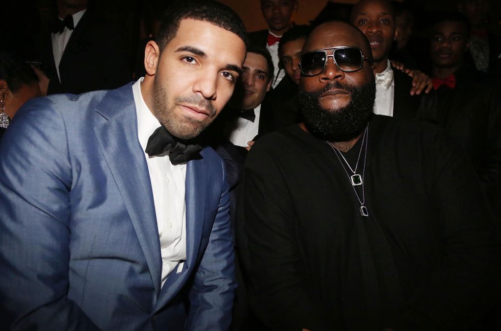 Drake and Rick Ross attend Sean Diddy Combs Ciroc The New Years Eve Party at his home on Dec. 31, 2013 in Miami Beach, Fla.