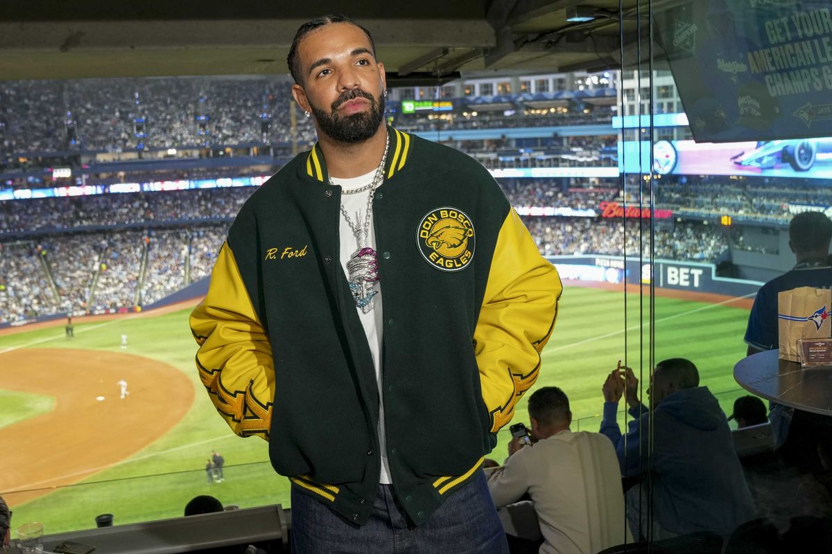 Drake at Rogers Centre in Toronto for Game 1 of the 2025 World Series.