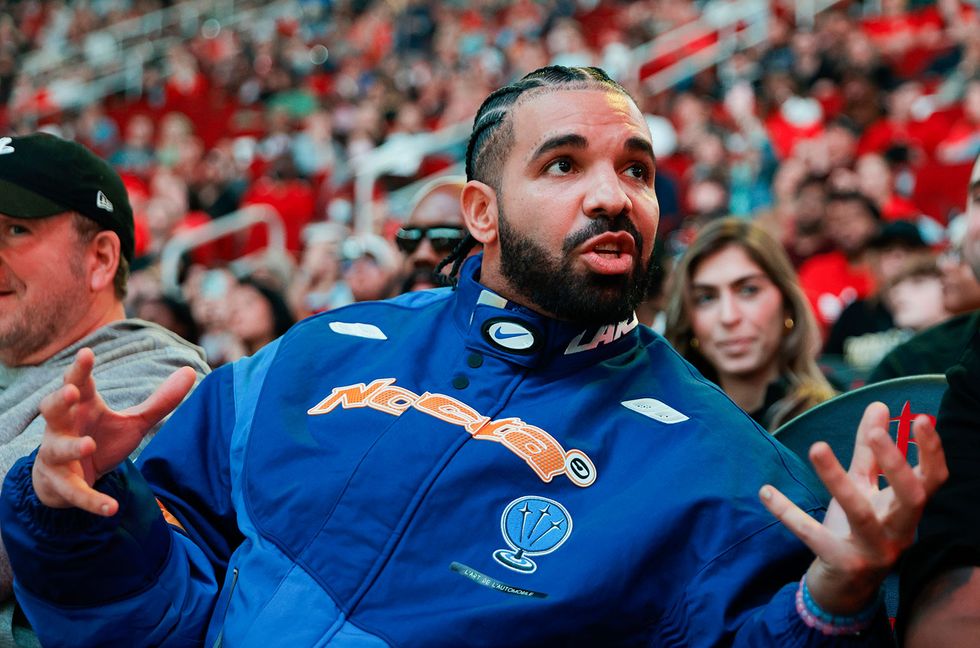 Drake attends a game between the Houston Rockets and the Cleveland Cavaliers at Toyota Center on March 16, 2024 in Houston, Texas.