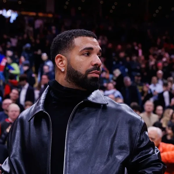 Drake leaves the court following the NBA game between the Toronto Raptors and the Golden State Warriors at Scotiabank Arena on January 13, 2025 in Toronto, Canada.