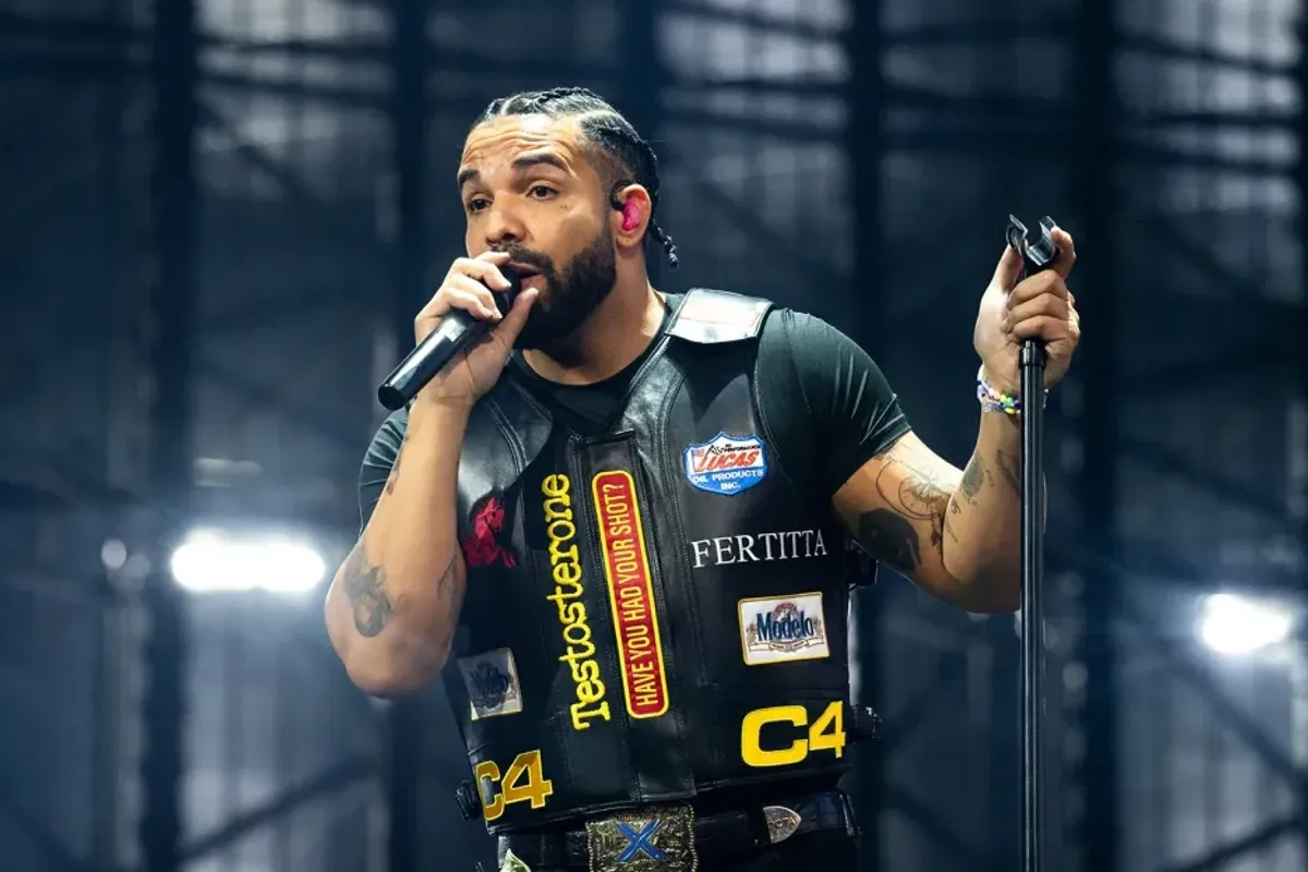 Drake performs onstage during Wireless Festival at Finsbury Park on July 11, 2025 in London, England.