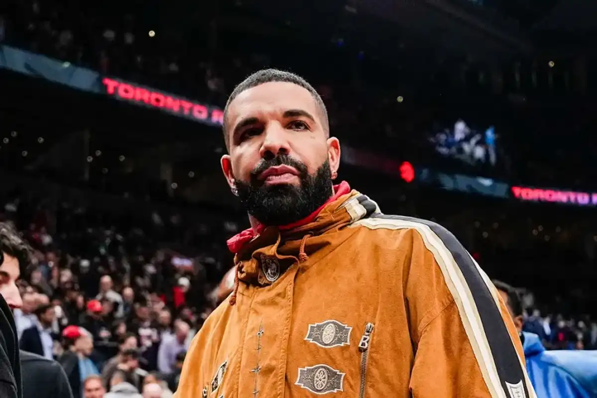 Drake walks off the court after the first half between the Toronto Raptors and Oklahoma City Thunder at Scotiabank Arena on December 5, 2024 in Toronto, Ontario, Canada.