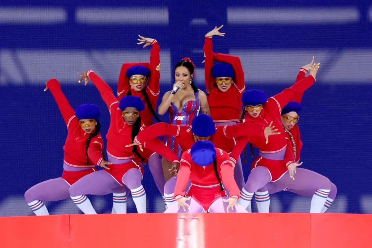 EAST RUTHERFORD, NEW JERSEY - JULY 13: Doja Cat performs onstage during the FIFA Club World Cup™ Final Halftime Show, produced by Global Citizen, at MetLife Stadium on July 13, 2025 in East Rutherford, New Jersey. (Photo by Kevin Mazur/Getty Images for Global Citizen)