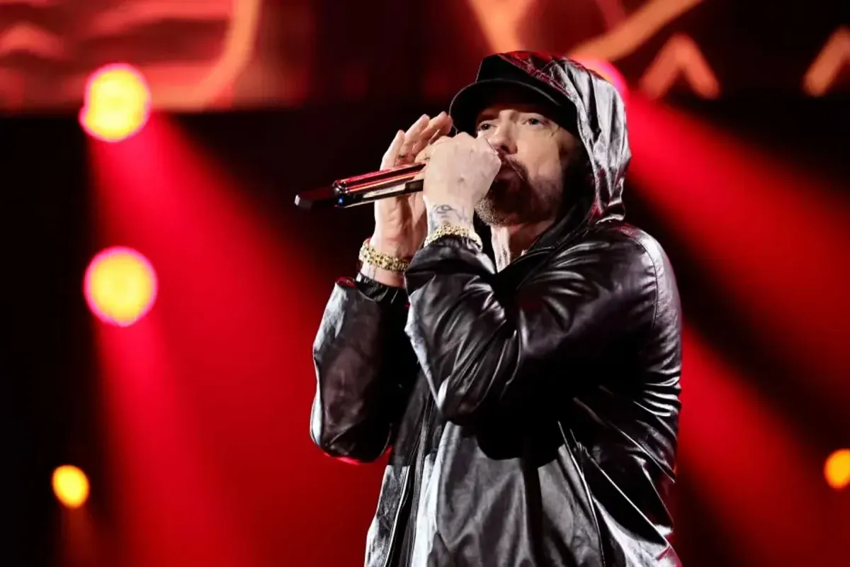 Eminem performs onstage during the 37th Annual Rock & Roll Hall of Fame Induction Ceremony at Microsoft Theater on Nov. 5, 2022 in Los Angeles.