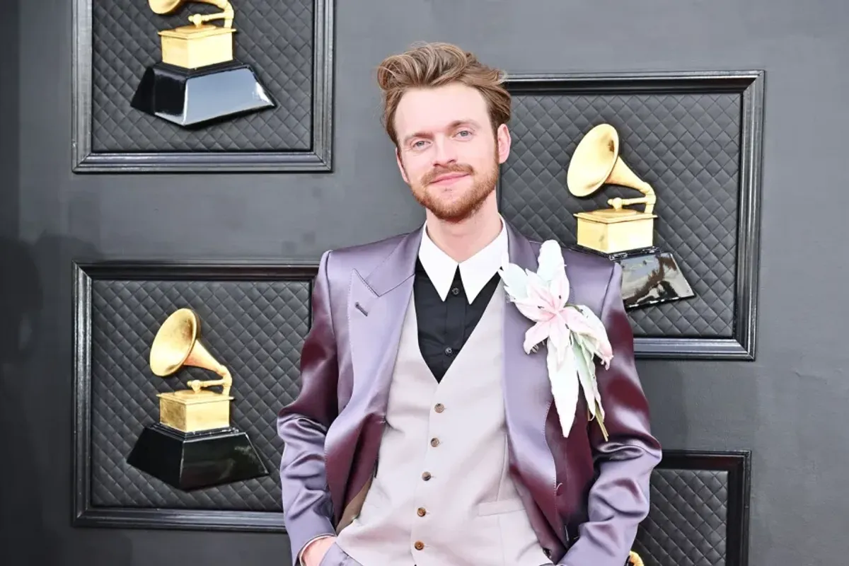 Finneas O'Connell at the 64th Annual Grammy Awards held at the MGM Grand Garden Arena on April 3rd, 2022 in Las Vegas, Nevada.