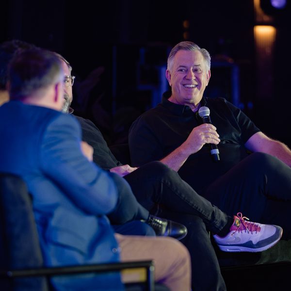 Former Oak View Group CEO Tim Leiweke speaking on State of the Industry panel at Departure at Toronto's Hotel X on May 8, 2025.