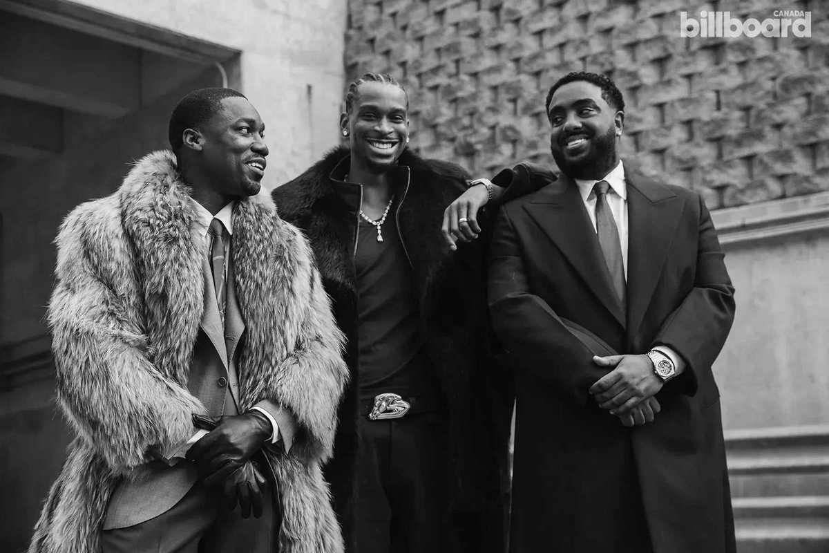 From left: GIVĒON, Shai Gilgeous-Alexander and Simon Gebrelul photographed by Diwang Valdez on December 20, 2025 at Paycom Center in Oklahoma City. Styling by Yashua Simmons. Barbering by Moe Harb. Hair Braiding for Gilgeous-Alexander by Alysha Bonadie. Grooming by Teresa Luz. On-Site Production by Laela Zadeh.
