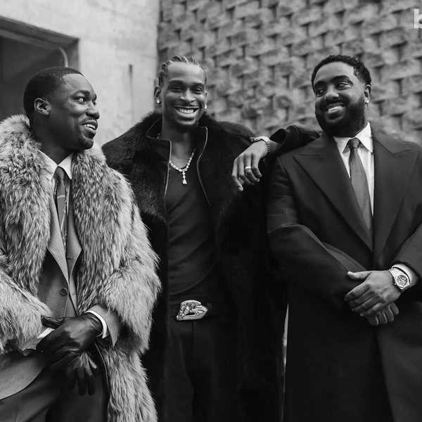 From left: GIVĒON, Shai Gilgeous-Alexander and Simon Gebrelul photographed by Diwang Valdez on December 20, 2025 at Paycom Center in Oklahoma City. Styling by Yashua Simmons. Barbering by Moe Harb. Hair Braiding for Gilgeous-Alexander by Alysha Bonadie. Grooming by Teresa Luz. On-Site Production by Laela Zadeh.