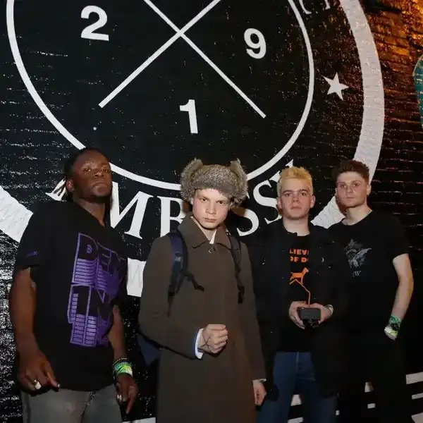 From left: Morgan Simpson, Geordie Greep, Cameron Picton, and Matt Kelvin of black midi attend ATC during the 2019 SXSW Conference and Festivals at Latitude 30 on March 12, 2019 in Austin, Texas.