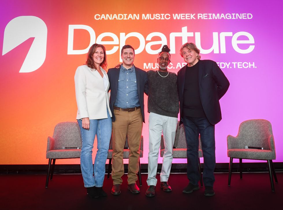 From left to right: Jackie Dean, Chief Operating Officer of Loft Entertainment; Tom Pistore President of OVG Canada; Kevin Barton, Executive Producer, Loft Entertainment and Randy Lennox, co-founder and CEO of Loft Entertainment in 2024.