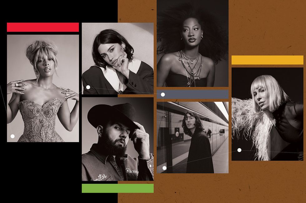 From left: Victoria Monét, Gracie Abrams, Carin León, Tems, A.G. Cook and Natasha Bedingfield.