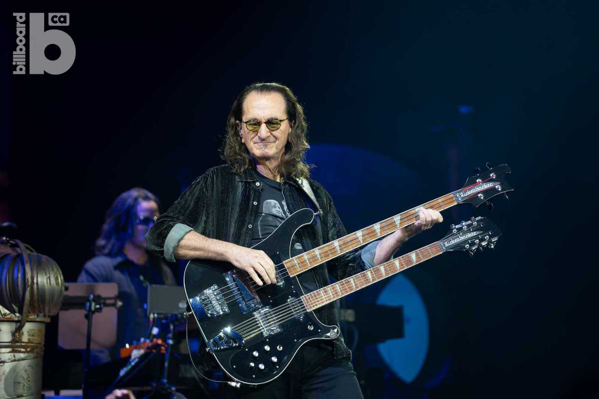 Geddy Lee of Rush at Scotiabank Arena in Toronto on Aug. 11, 2026.