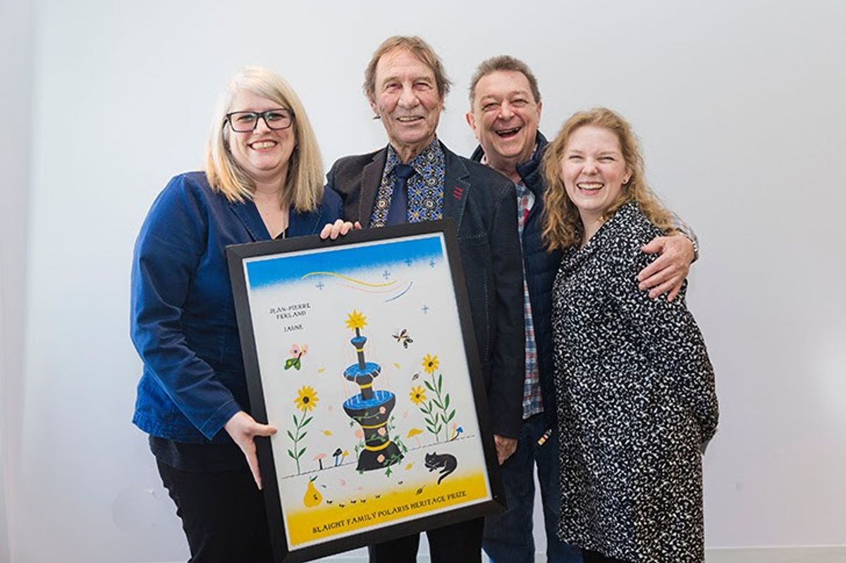 Geneviève Côté of SOCAN, Jean-Pierre Ferland, Jaune collaborator Michel Robidoux and Polaris Events Manager Claire Dagenais