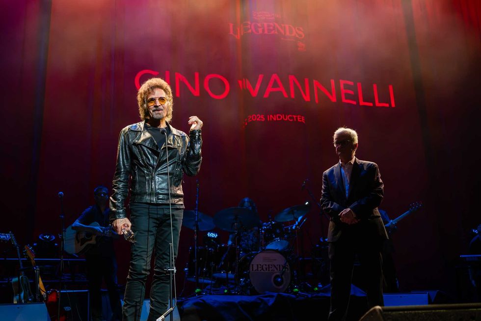 Gino Vannelli with Frank Davies at Canadian Songwriters Hall of Fame Legends in Toronto on Oct. 17, 2025.