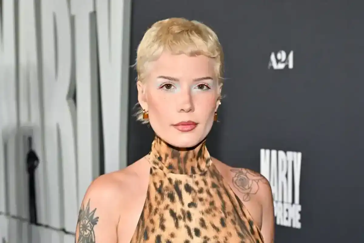 Halsey at the "Marty Supreme" Los Angeles Premiere held at the Samuel Goldwyn Theatre on December 08, 2025 in Los Angeles, California.
