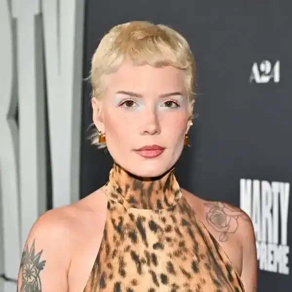 Halsey at the "Marty Supreme" Los Angeles Premiere held at the Samuel Goldwyn Theatre on December 08, 2025 in Los Angeles, California.