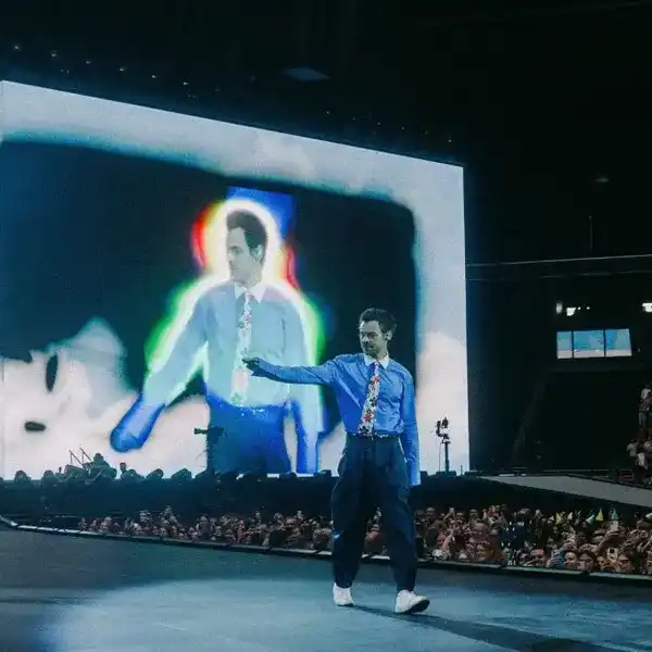 Harry Styles performing at Johan Cruijff Arena in Amsterdam on May 16, 2026.